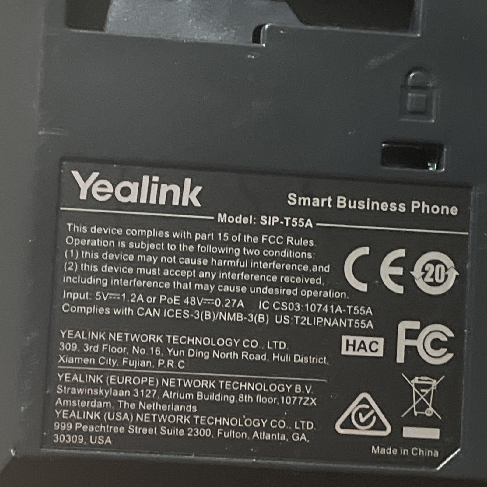 x20 YEALINK SIP-T55A TEAMS EDITION MID LEVEL ANDROID DESK PHONE 1