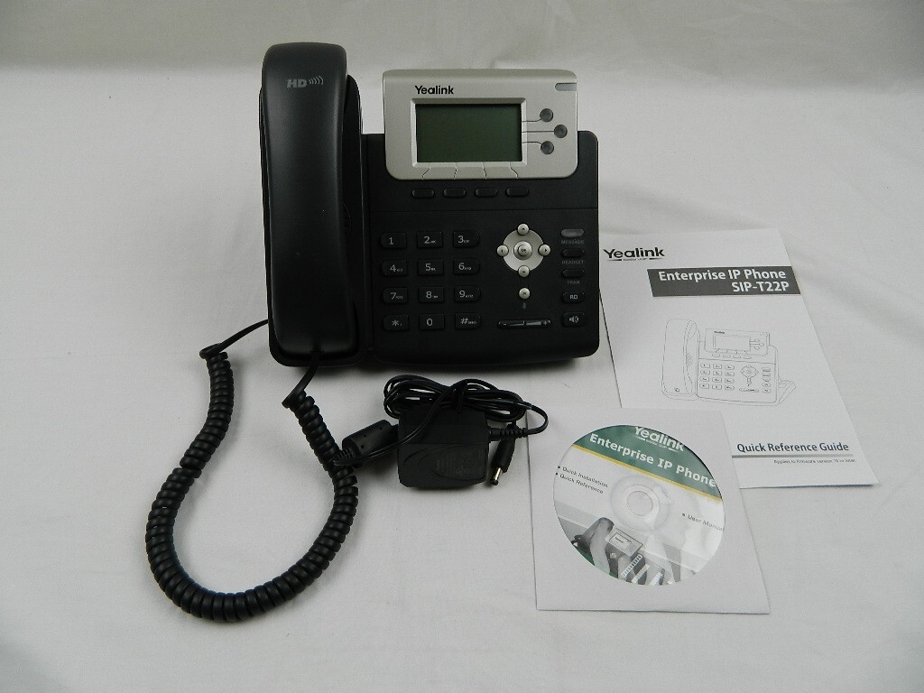 Yealink SIP-T22P LCD Display IP VoiP Professional 3-Line Phone With AC Adapter a