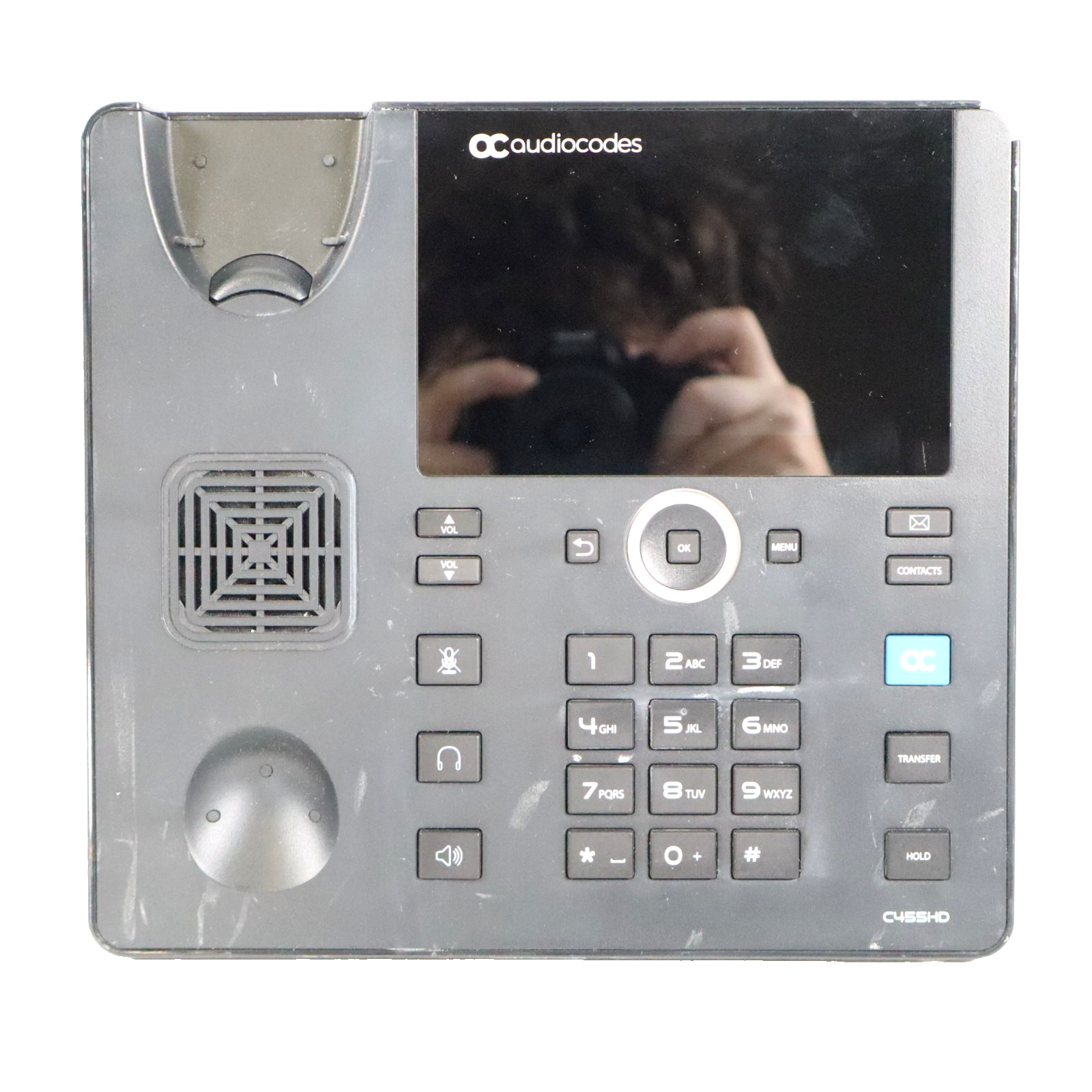 BASE ONLY, SCRATCHES – AudioCodes C455HD IP Phone Black BASE, WORKS WITH TEAMS