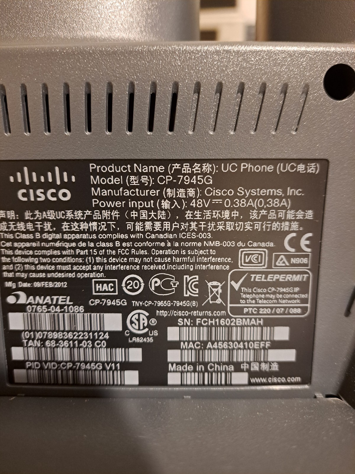 Lot of 10 Cisco VOIP Phones w Handsets – 7945 7941 7911 7961 Unified IP Phones