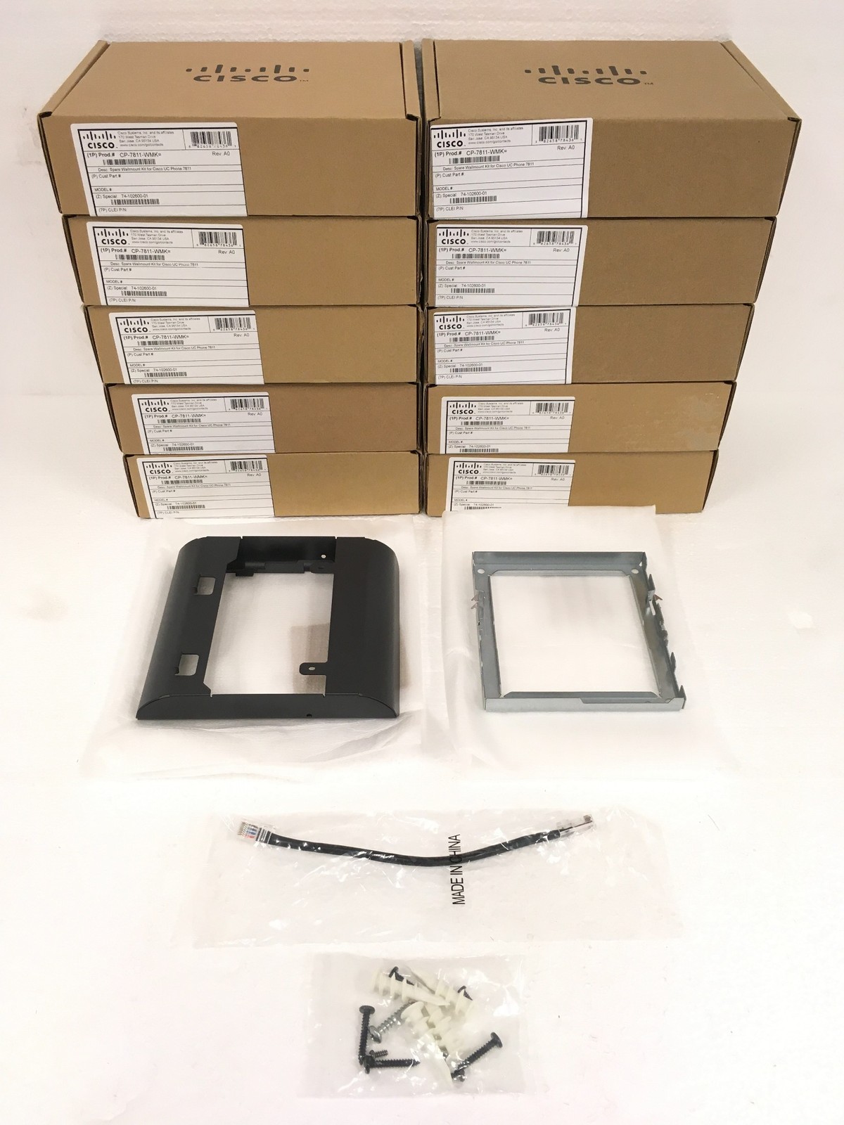 NEW Cisco CP-7811-WMK Wall Mount Kit 74-102600-01 w/Cable & Screws FREE SHIP QTY