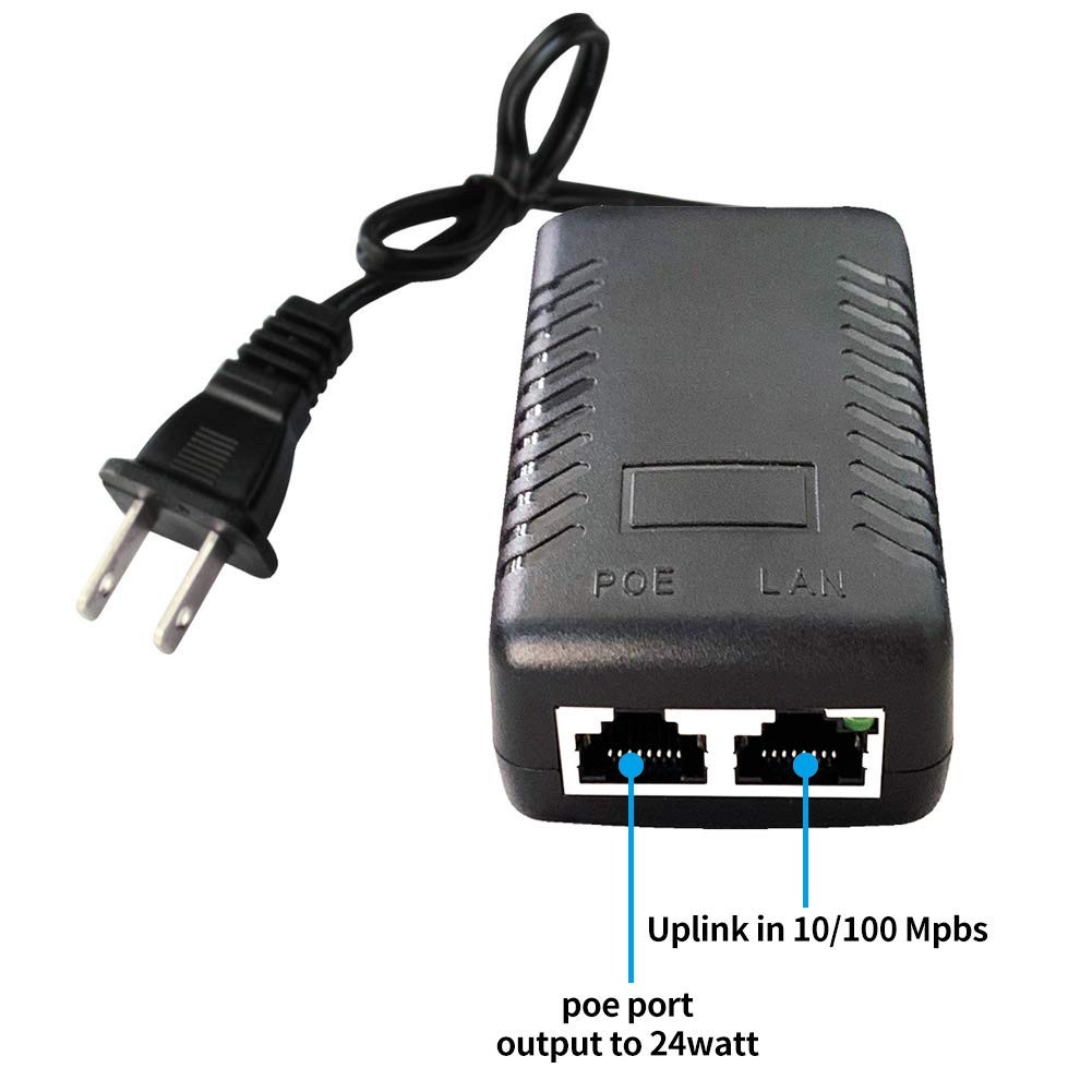 48V POE Injector Adapter Power Supply,10/100Mbps IEEE 802.3af black