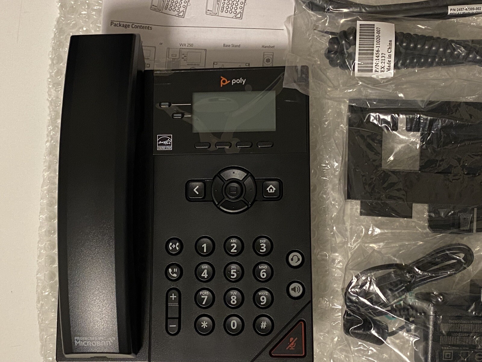 New Polycom Desktop Phone VVX 150 2 Line Business IP Power Supply Black