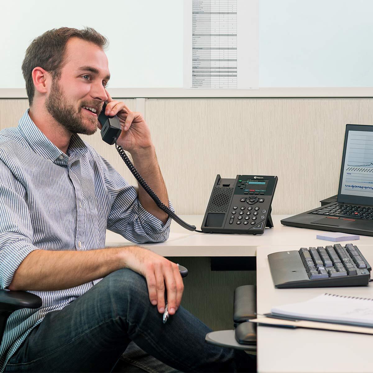 Polycom HD Voice 4 Line IP Desk Phone with Color Display and Gigabit Ethernet
