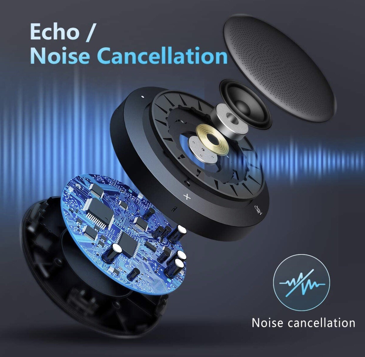 Kaysuda SP200 Speaker Phone, USB and Bluetooth, Black Conference Speaker Phone