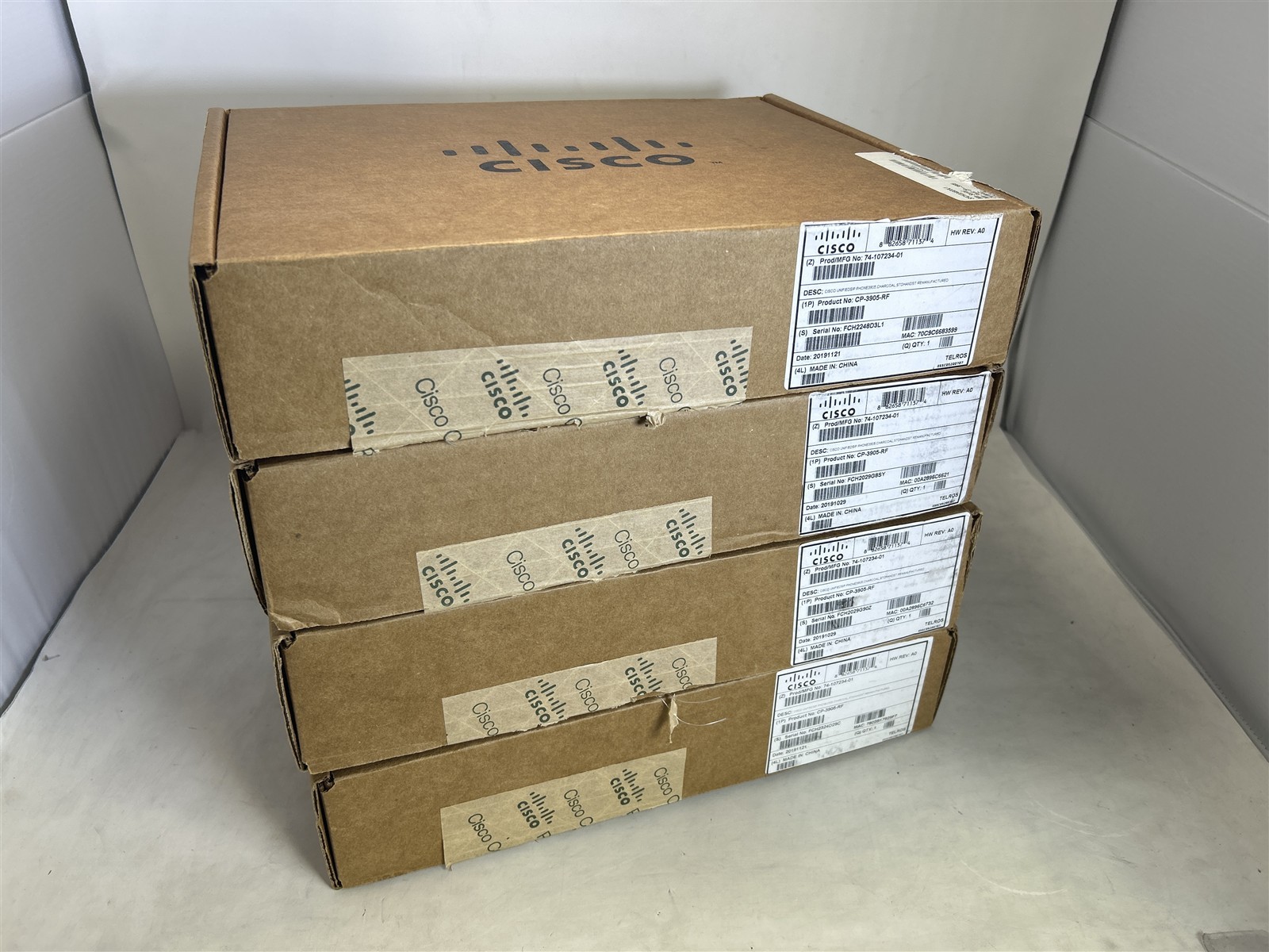 LOT of 4 Cisco CP-3905-RF Unified SIP Business Phone Charcoal NO Handset