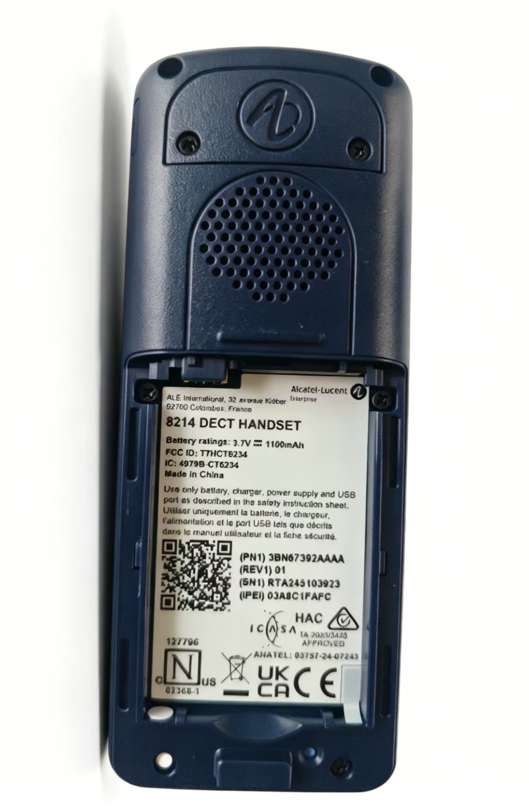 Alcatel-Lucent 8214/8234/8254 DECT Handset + USB Cable & Battery – New In Box