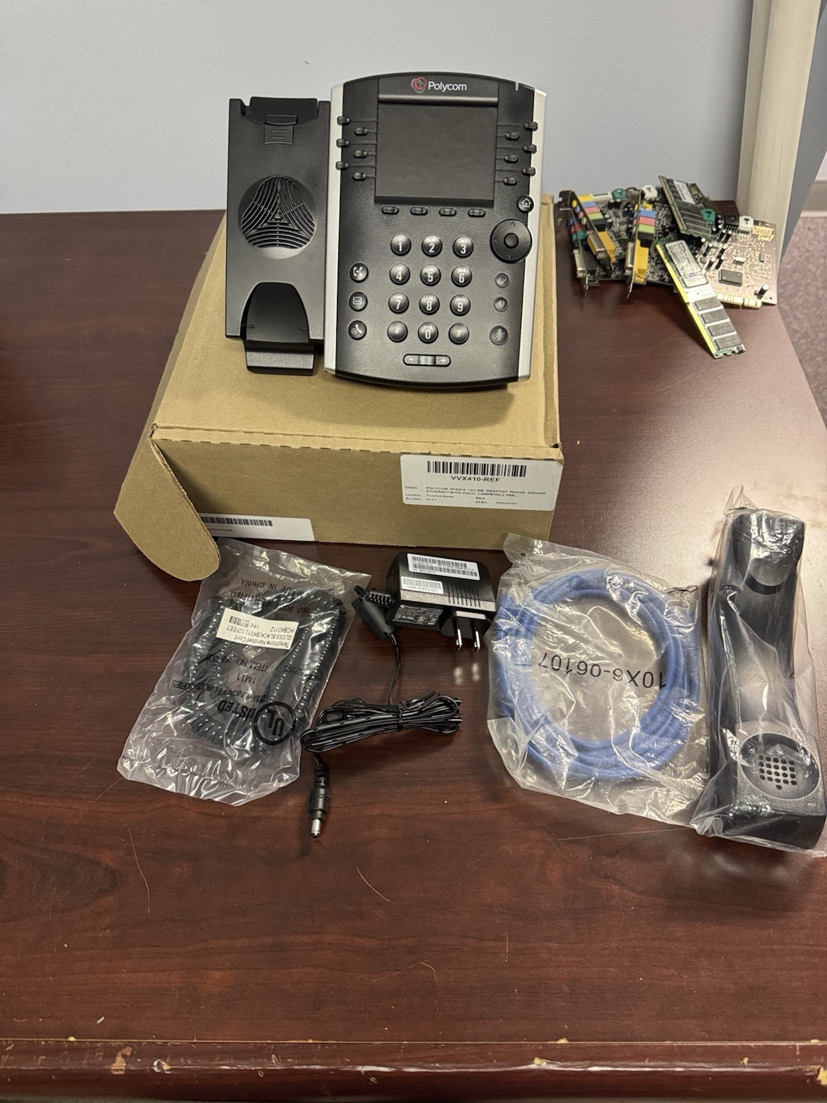 Polycom VVX 410 Desktop Phones – w/ Stand & Handset, Ac Adapter And Patch Cable
