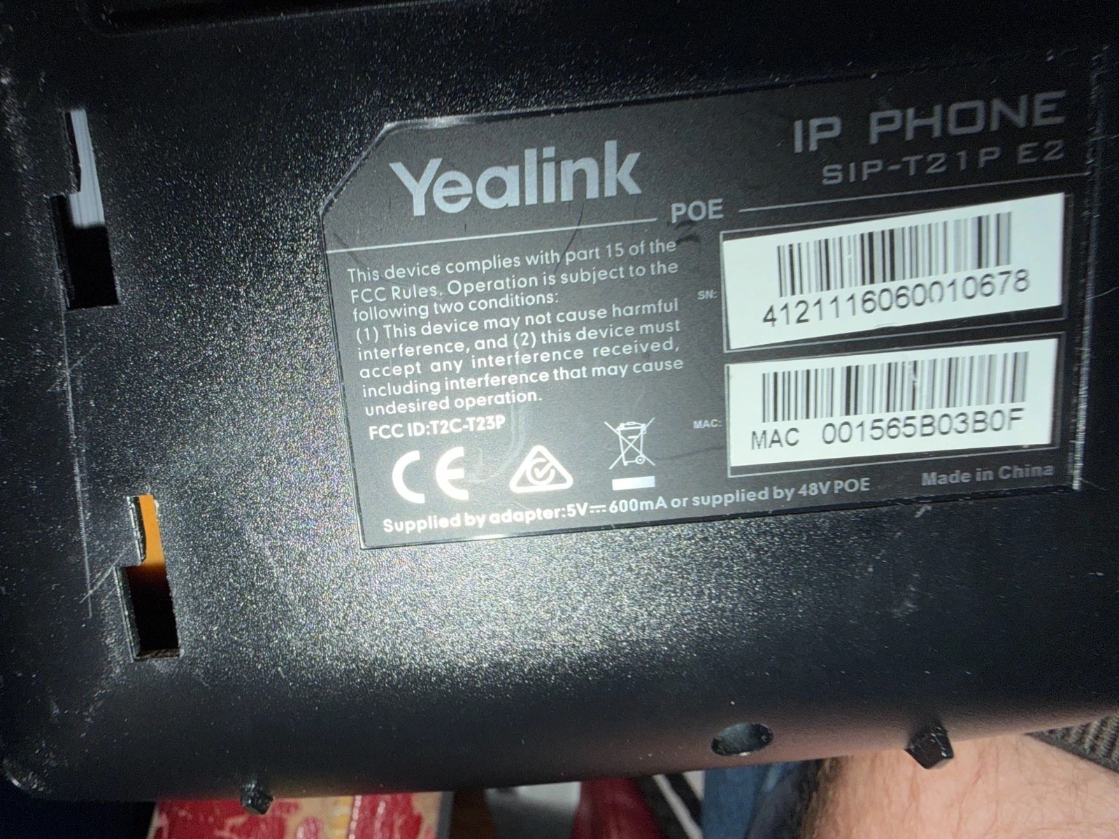 Yealink SIP-T21P E2 IP Phone VoIP Tested PoE NO Power Supply Clean