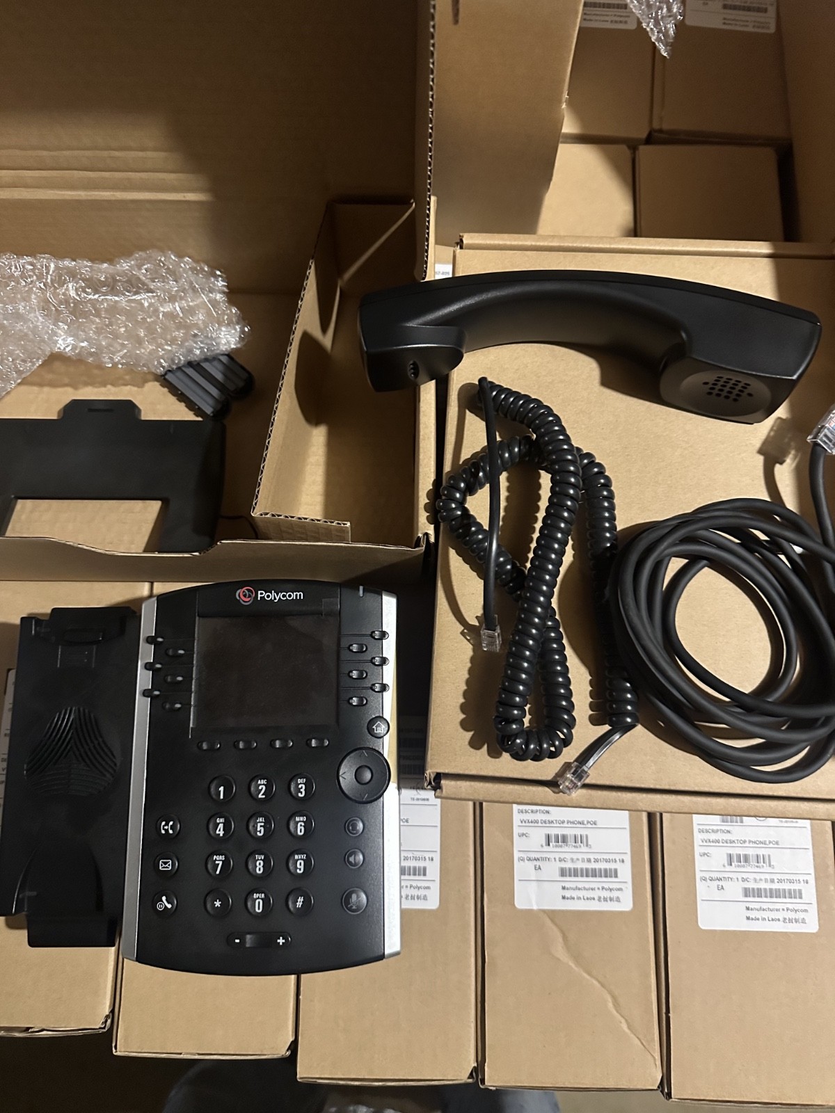 Lot of 18 Polycom VVX 400 12-line HD VoIP Phone – Black – FREE SHIPPING-