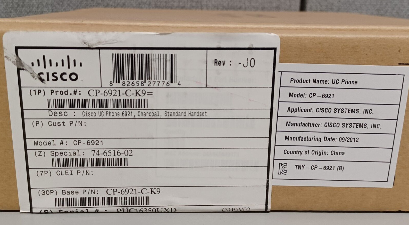 New Cisco CP-6921-C-K9 Unified IP PoE 6921 Business Edition Charcoal Telephone