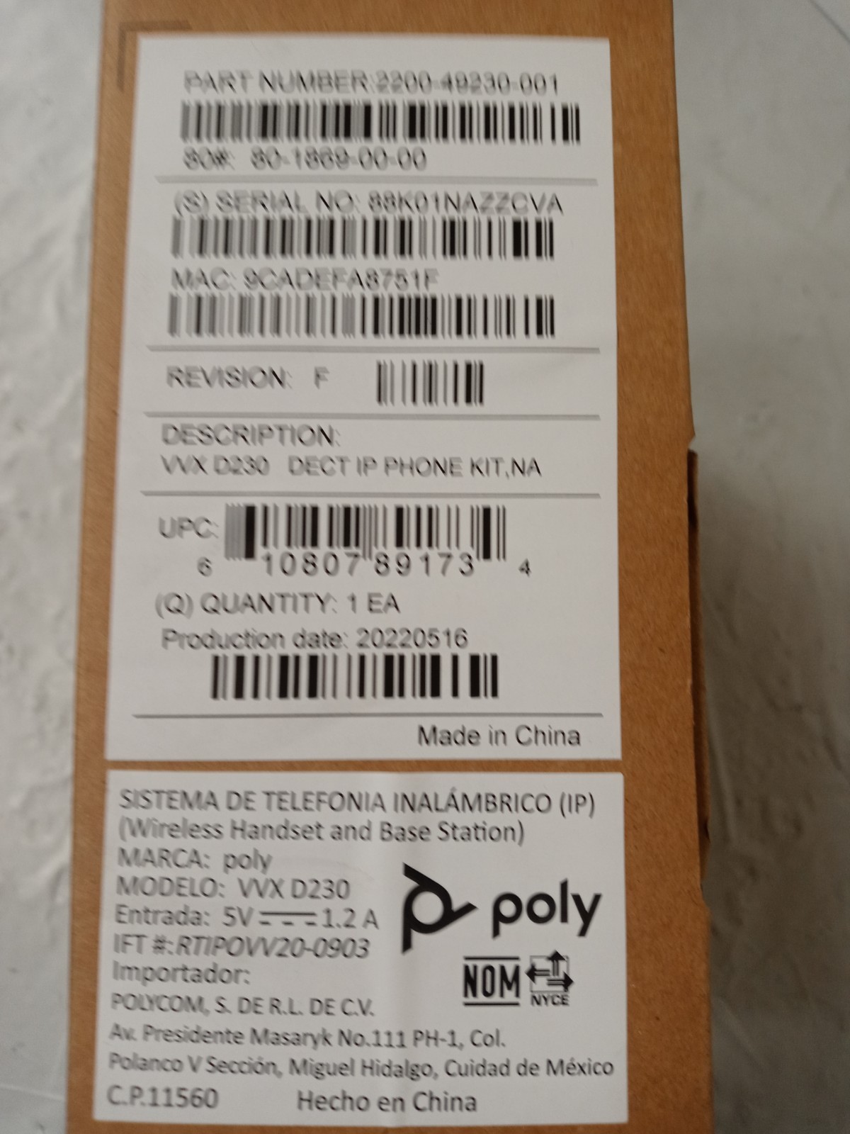 Polycom VVX D230 DECT IP Phone Kit 2200-49230-001