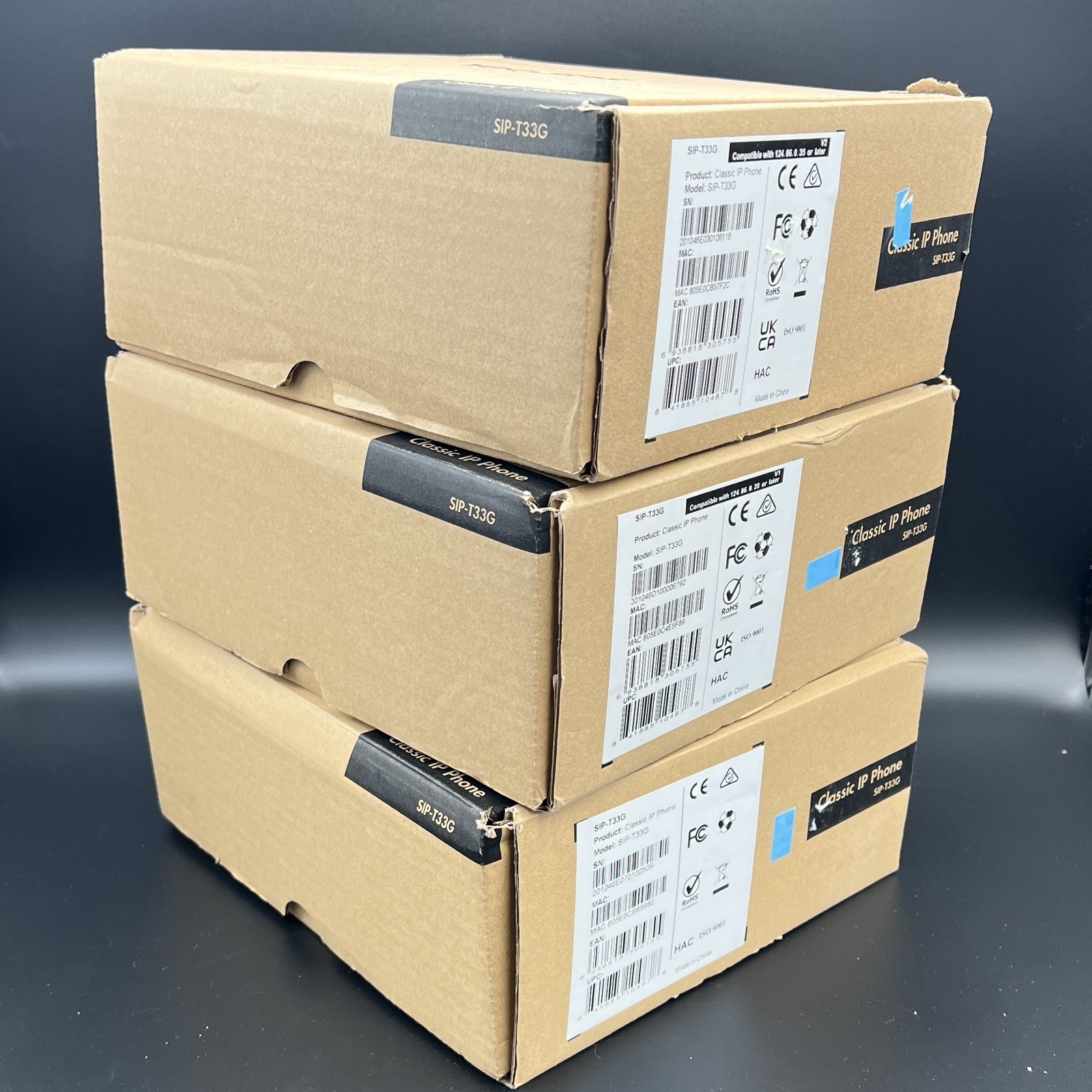 3 Yealink SIP-T33G 4-Line Classic Business IP Telephones Phones