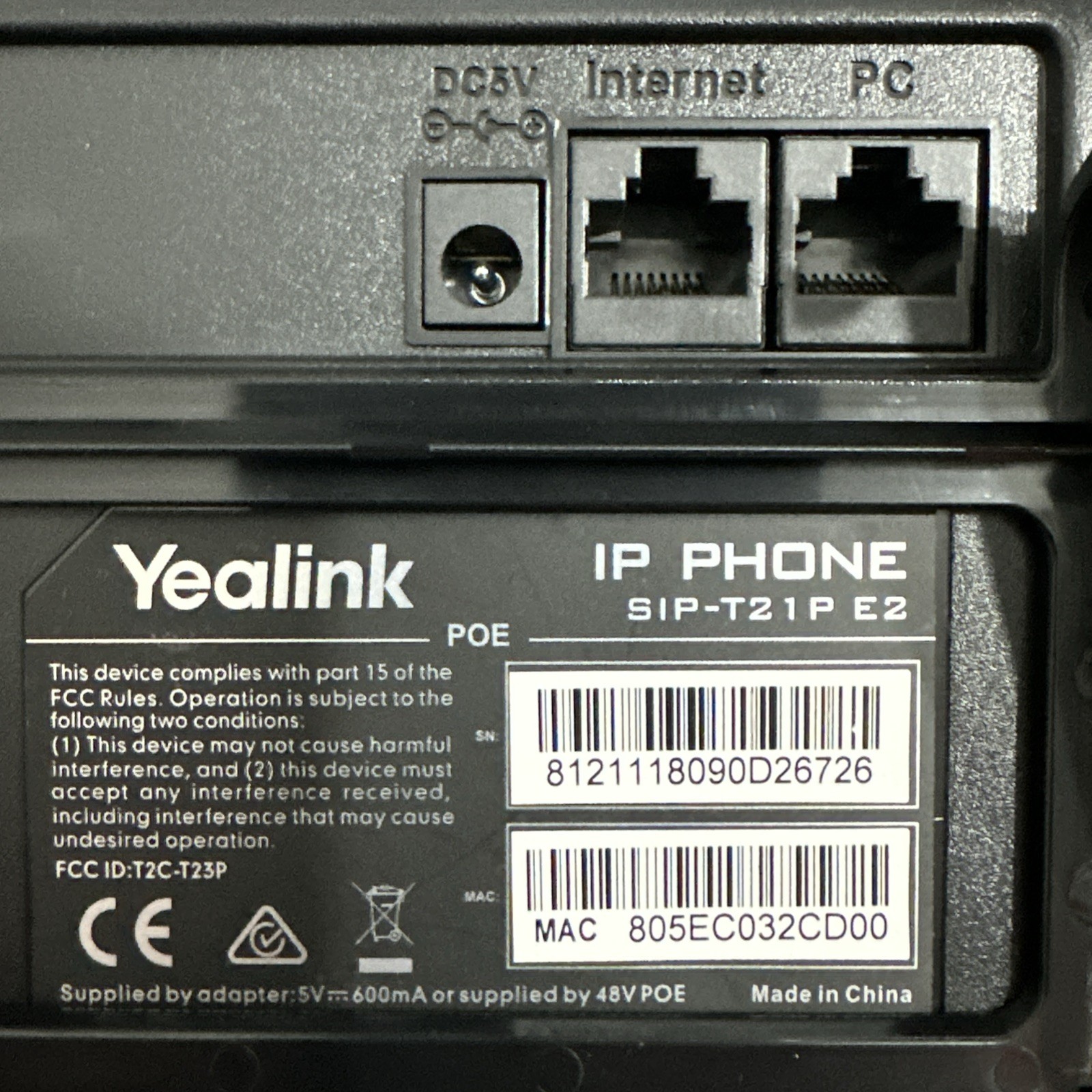 Yealink SIP-T21P E2 Dual-line Entry Level IP Phone Black