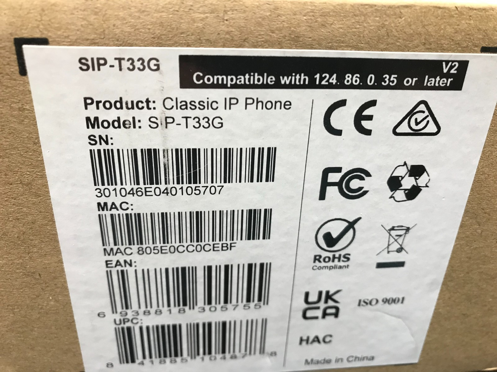YEALINK CLASSIC IP PHONE SIP-T33G COMPLETE SET*