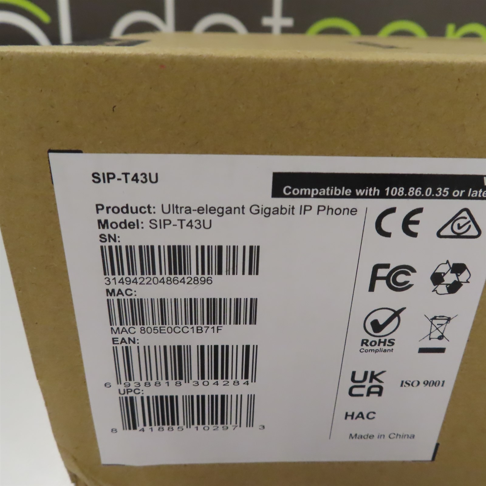 Yealink SIP-T43U Ultra-elegant Gigabit IP T43 U VOIP Color Display