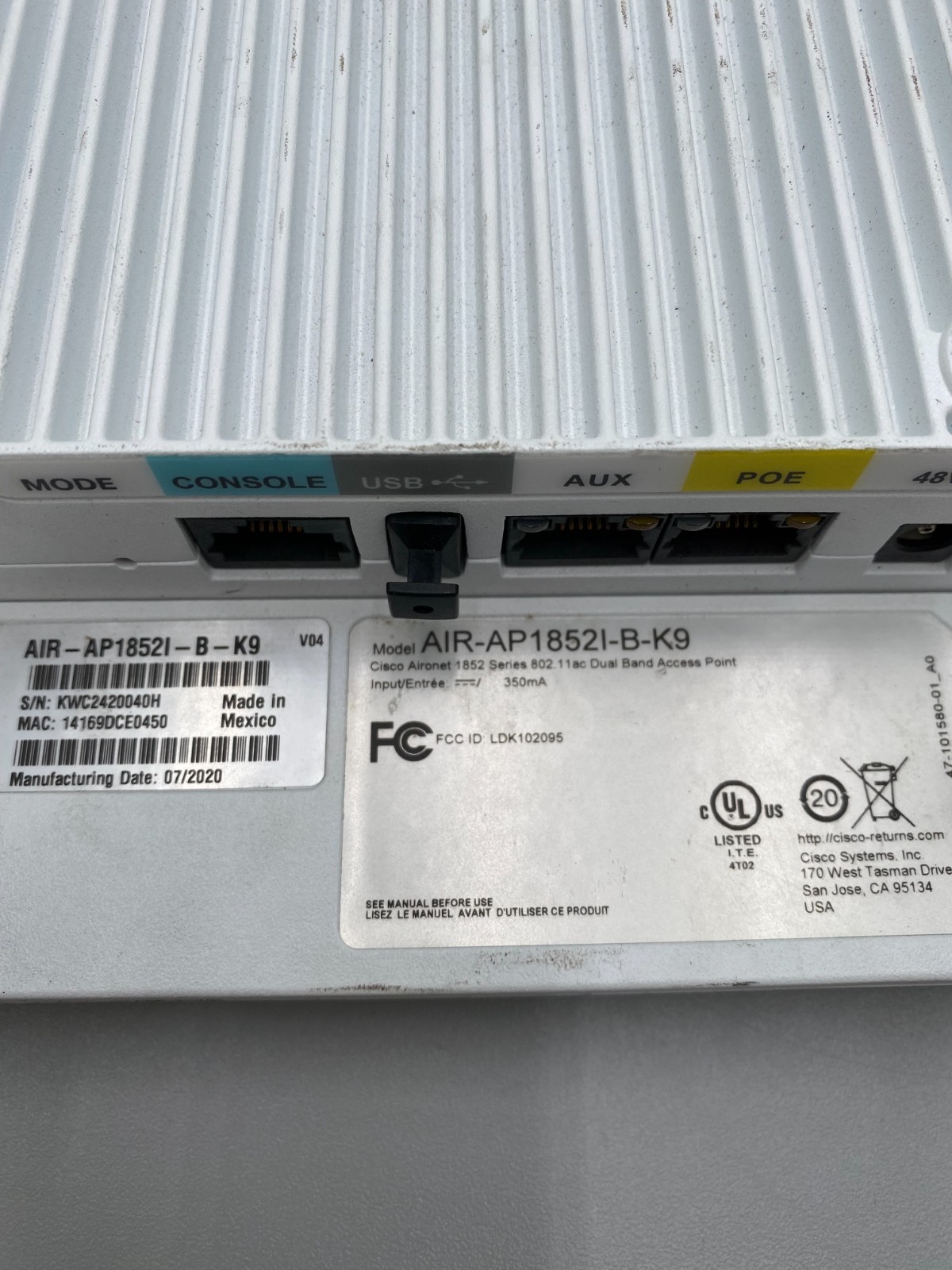 Cisco Aironet 1852I AIR-AP1852I-B-K9 Wireless Access Point White Fair