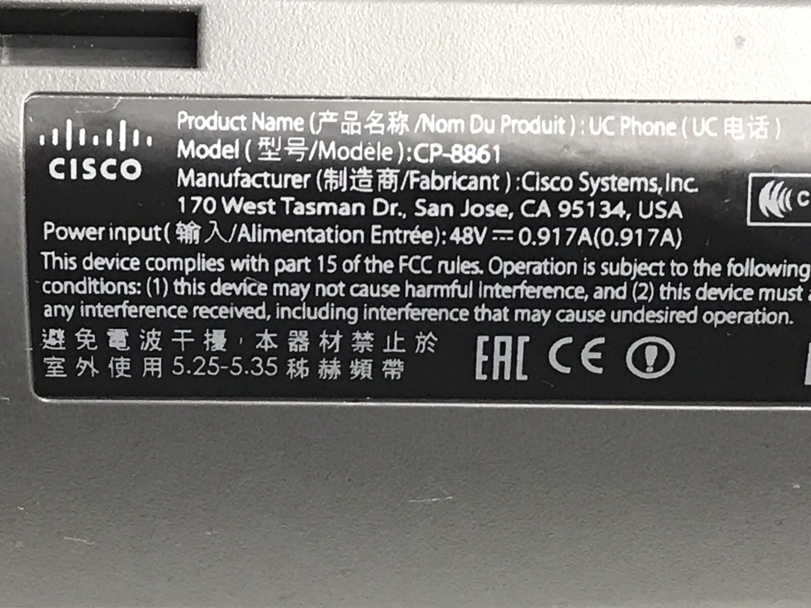 Lot of 10 Cisco CP-8861 5-Line VoIP Business Phone w/ Stand