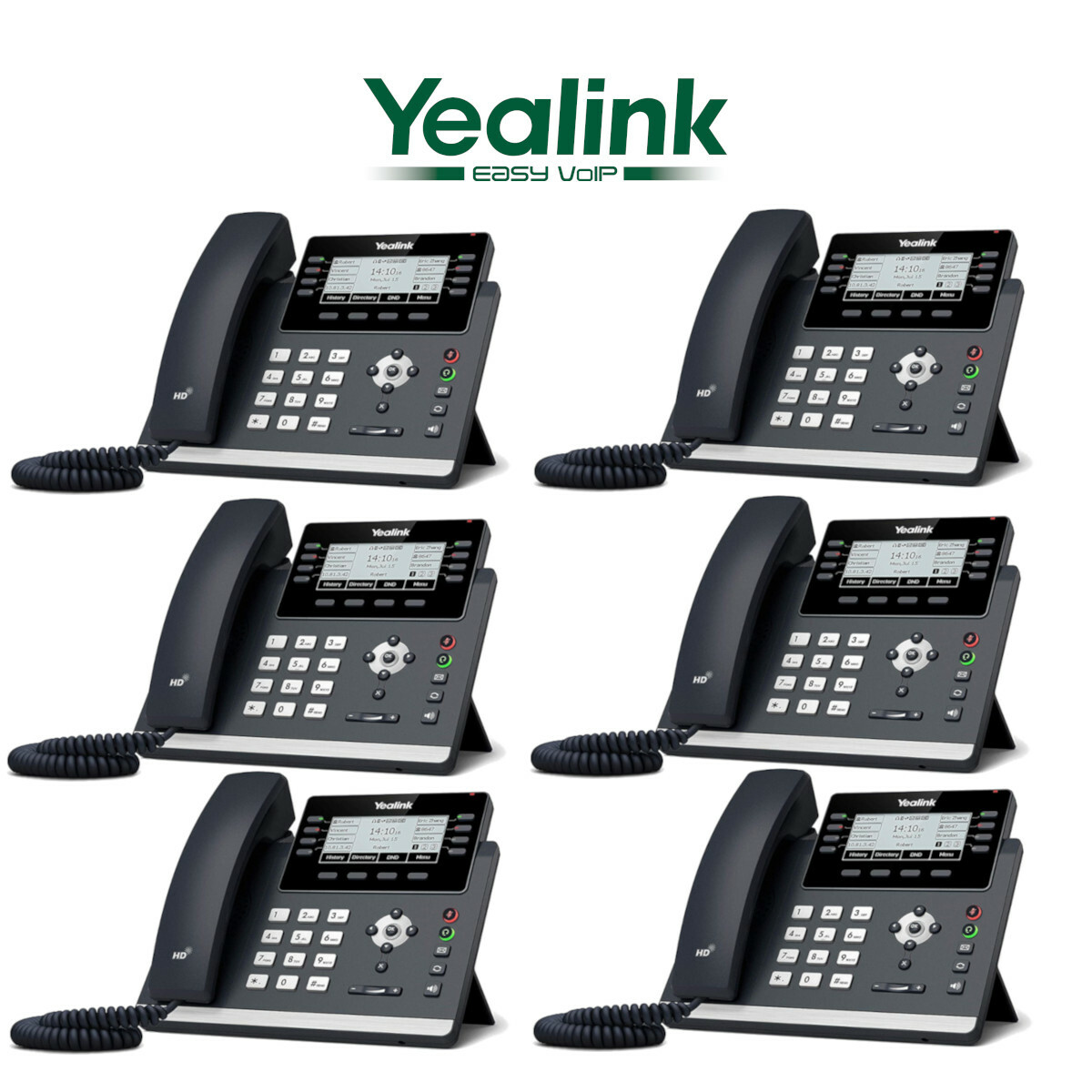 6 Yealink SIP-T43U Unified Firmware Enhanced SIP Phone T43U Gigabit VoIP 12 Line