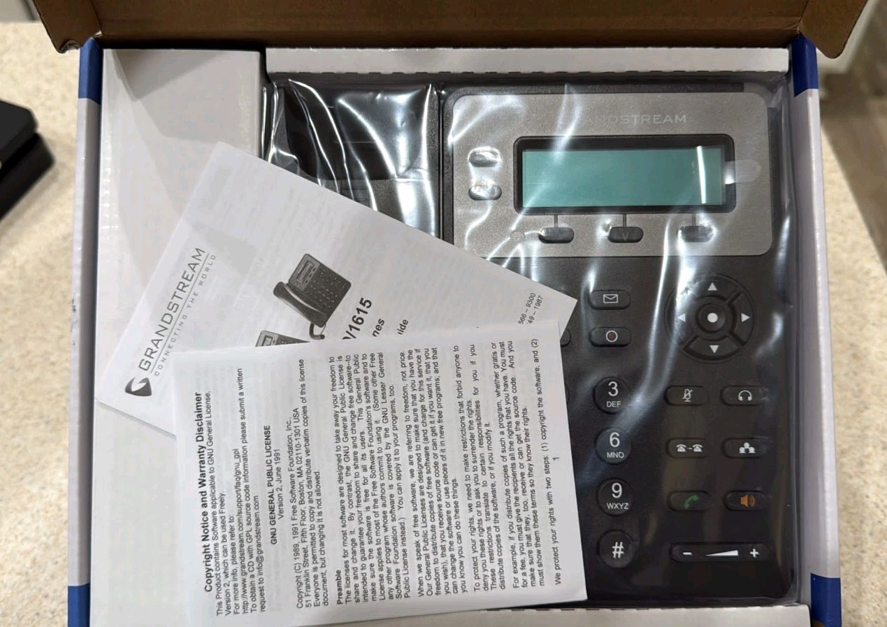 Grandstream GXP1610/1615 IP Phone – Corded Wall Mountable – Black