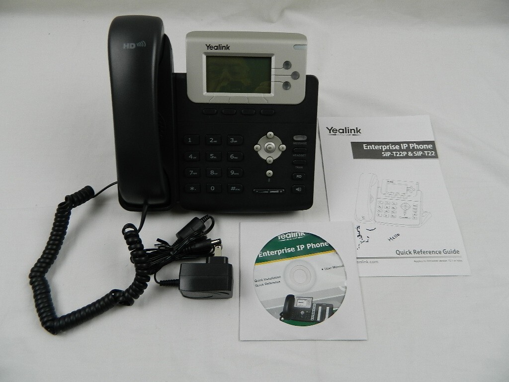 Yealink SIP-T22P LCD Display IP VoiP Professional 3-Line Phone With AC Adapter c