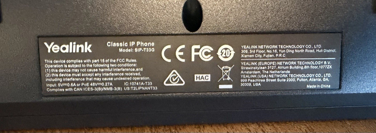 Yealink SIP-T33G 4-Line Color Display PoE IP Phone No AC Power Adapter
