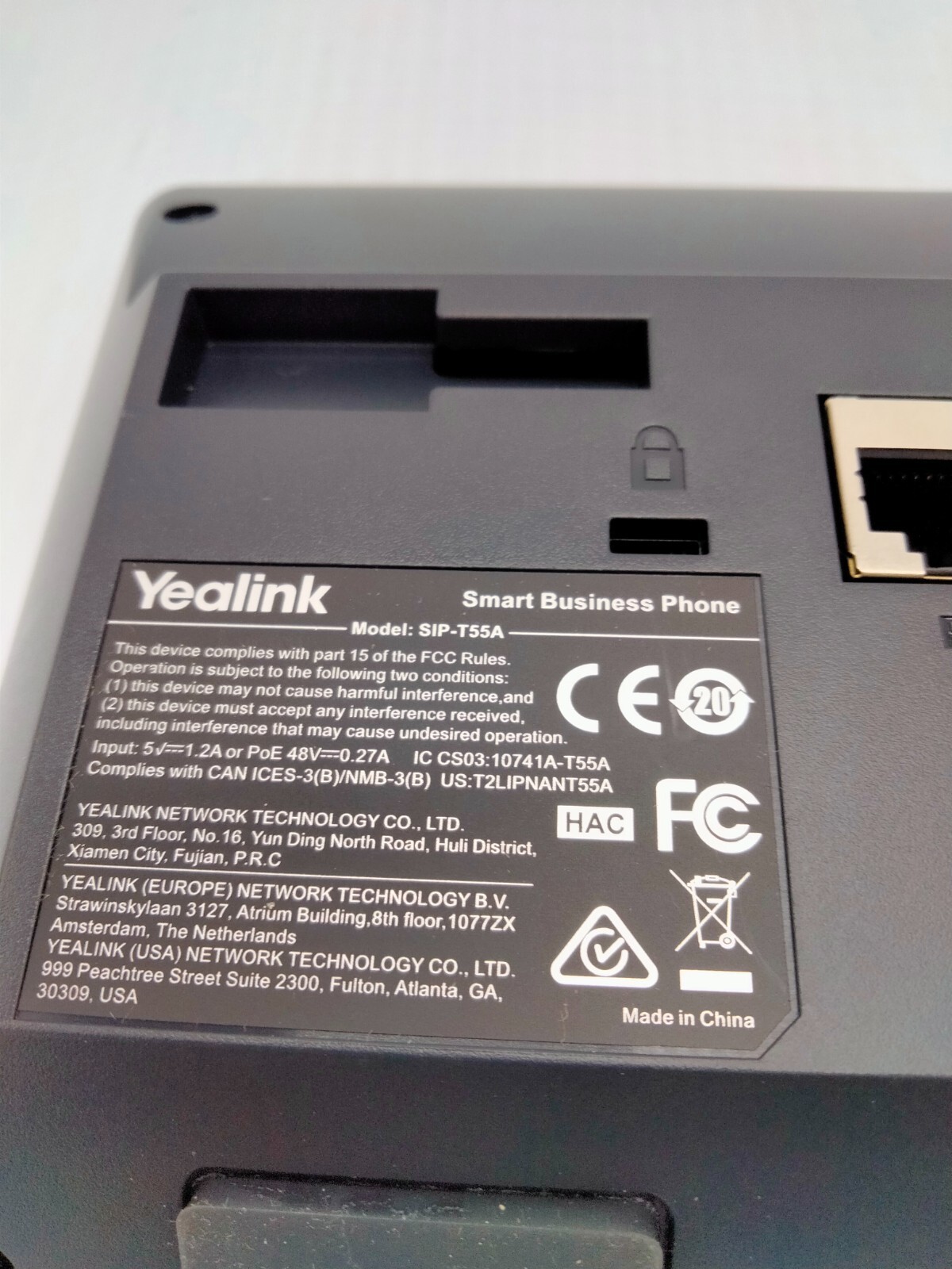 Yealink SIP-T55A Mid-Level Android Desk Phone 4.3in Touch Screen open box