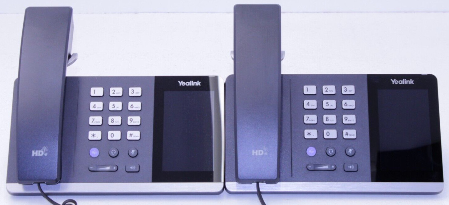 Lot of 2 Yealink MP50 USB Business Phones w/ Handsets, Power Adapters & Stands