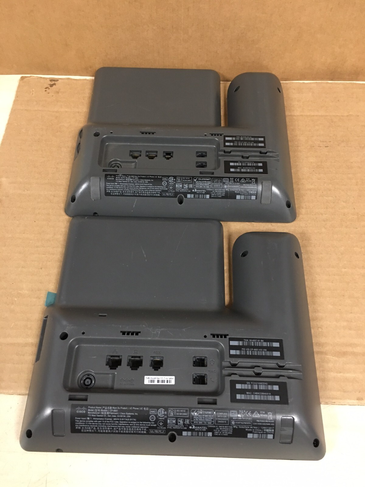 (LOT OF 2) Cisco CP-8851 CP-8851-K9 IP Office Phone W/ Handset & Stand