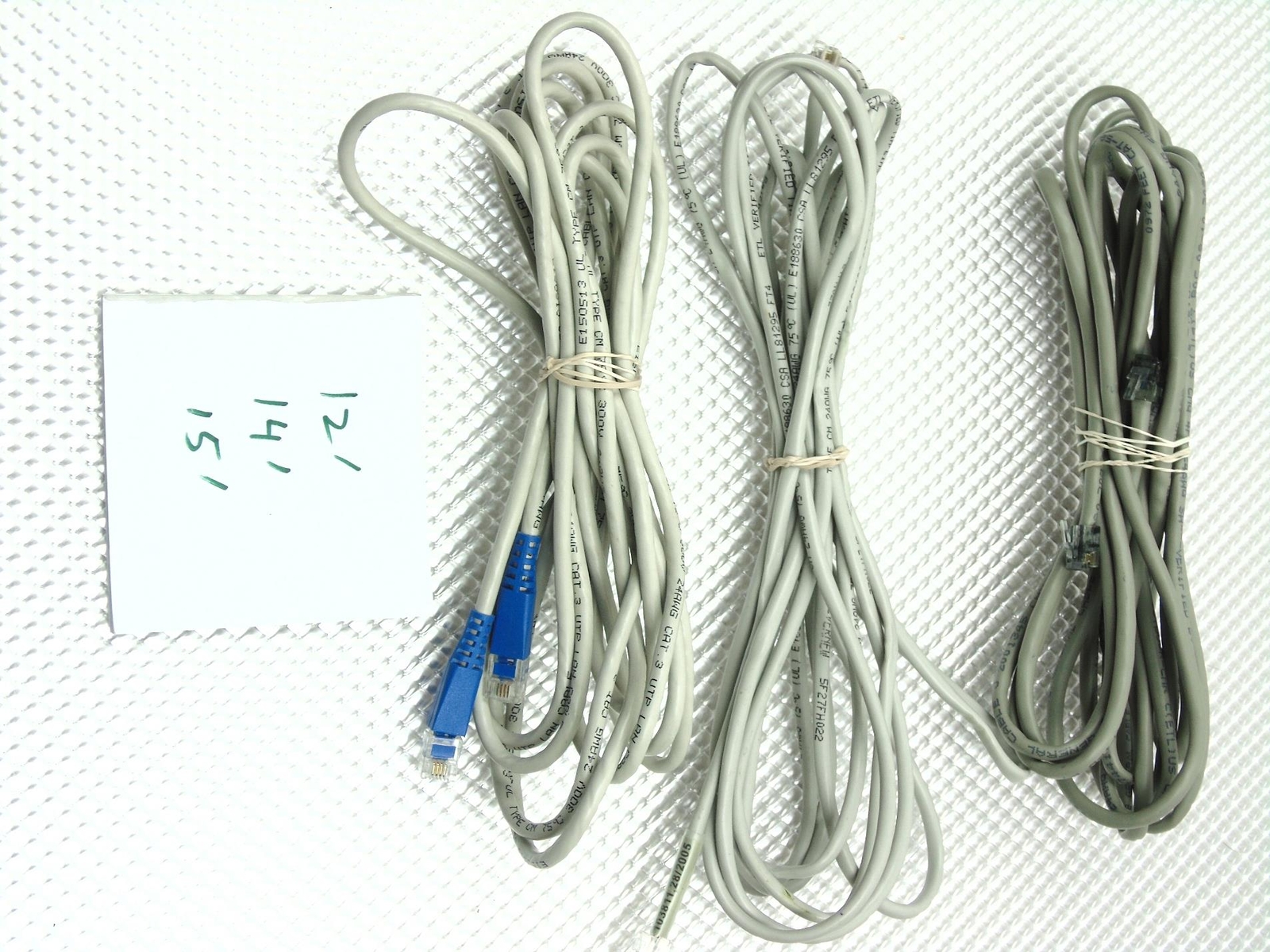 Lot of 3 – Telephone Phone Data Cord Cable Wire Cables Modem -12′ 14′ 16′ Ft