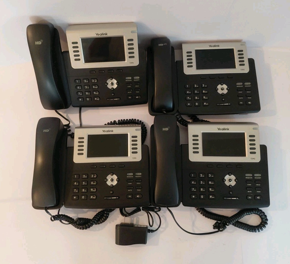 Lot of 4 Yealink Model SIP-T29G Gigabit IP Phones With Handsets & Power Tested