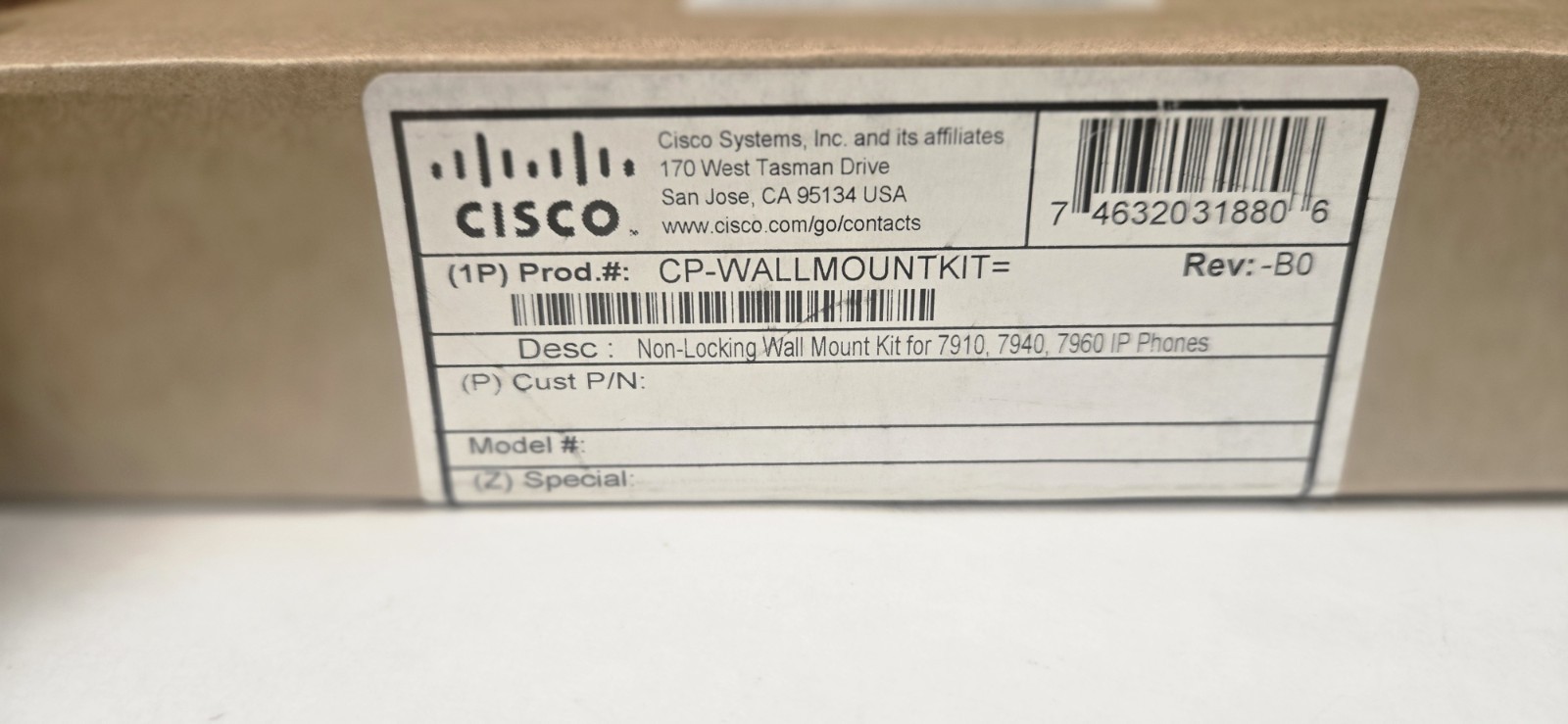 Cisco CP-WALLMOUNTKIT= Non-Locking Wallmount Kit for 7910, 7940, 7960 Phones(B7)