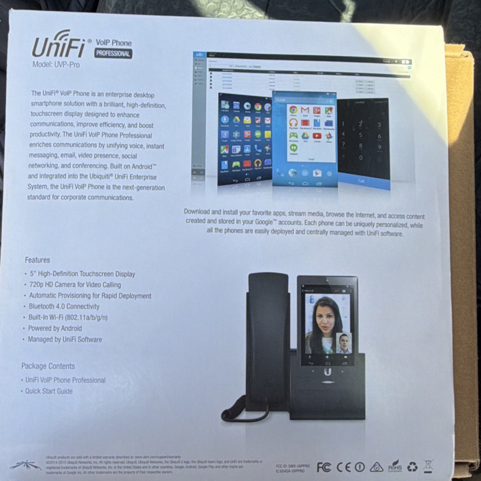 Ubiquiti Networks UniFi UVP-Pro IP Phone, 5″ Touchscreen, Bluetooth, Wi-Fi