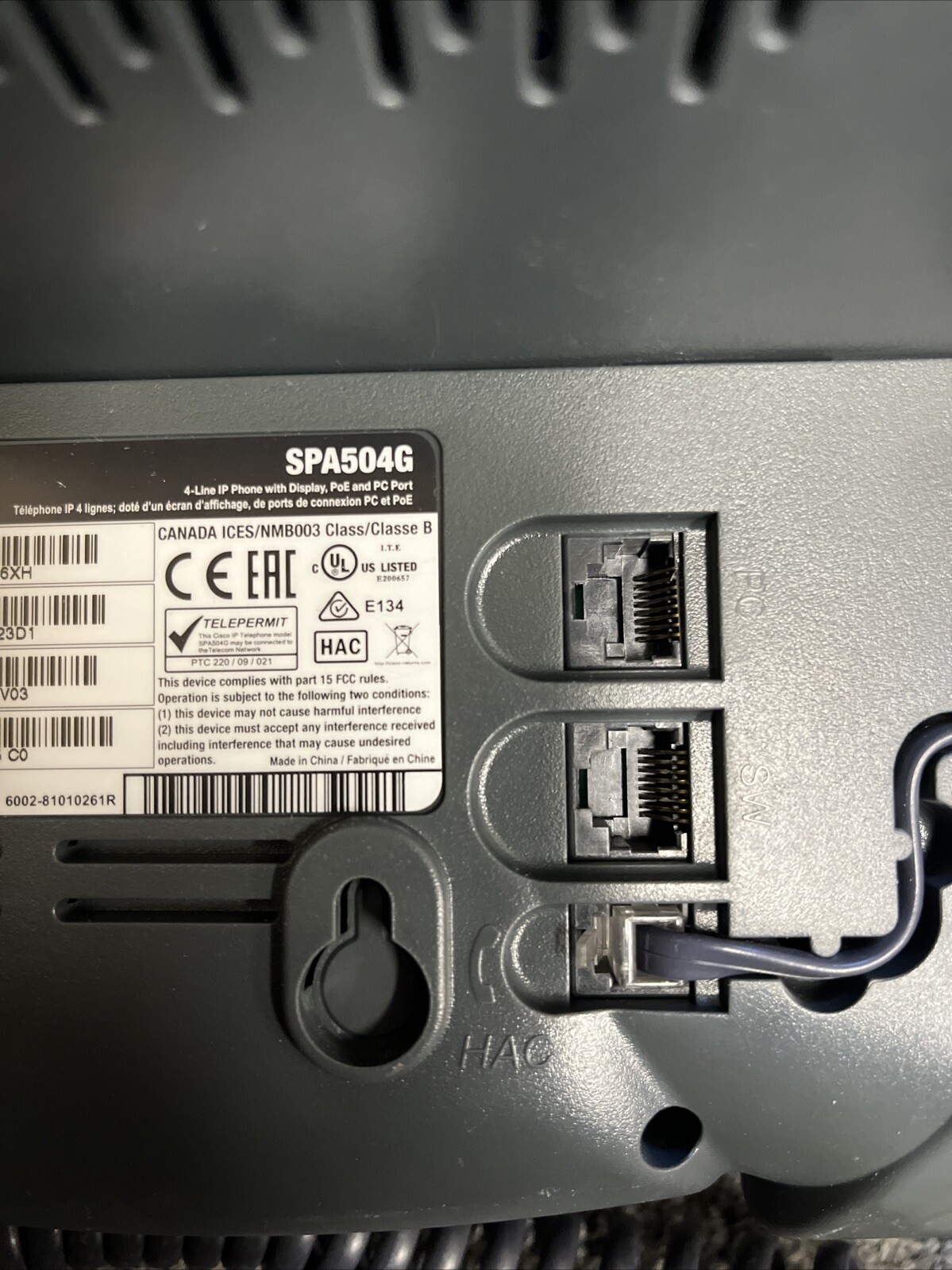 Cisco SPA 504G 4-Line, 2-Port Switch PoE IP Phone No Sidecar
