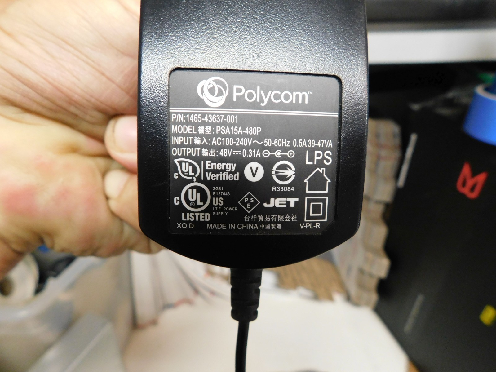 Lot of 9 Used Polycom PSA15A-480P 48V 0.31A Charger Power Supply Wall Adapter