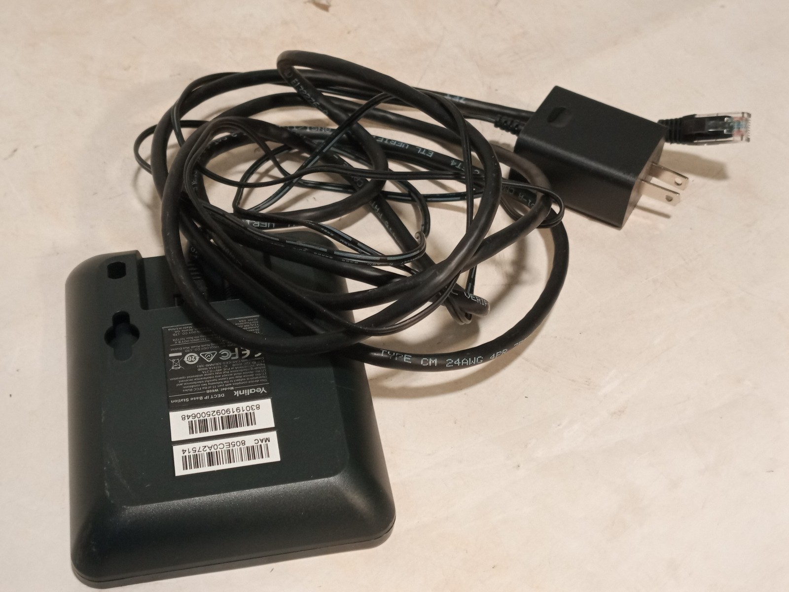 Yealink W60B DECT IP Base Station VoIP Phone System With AC Adapter CAT6 Cable