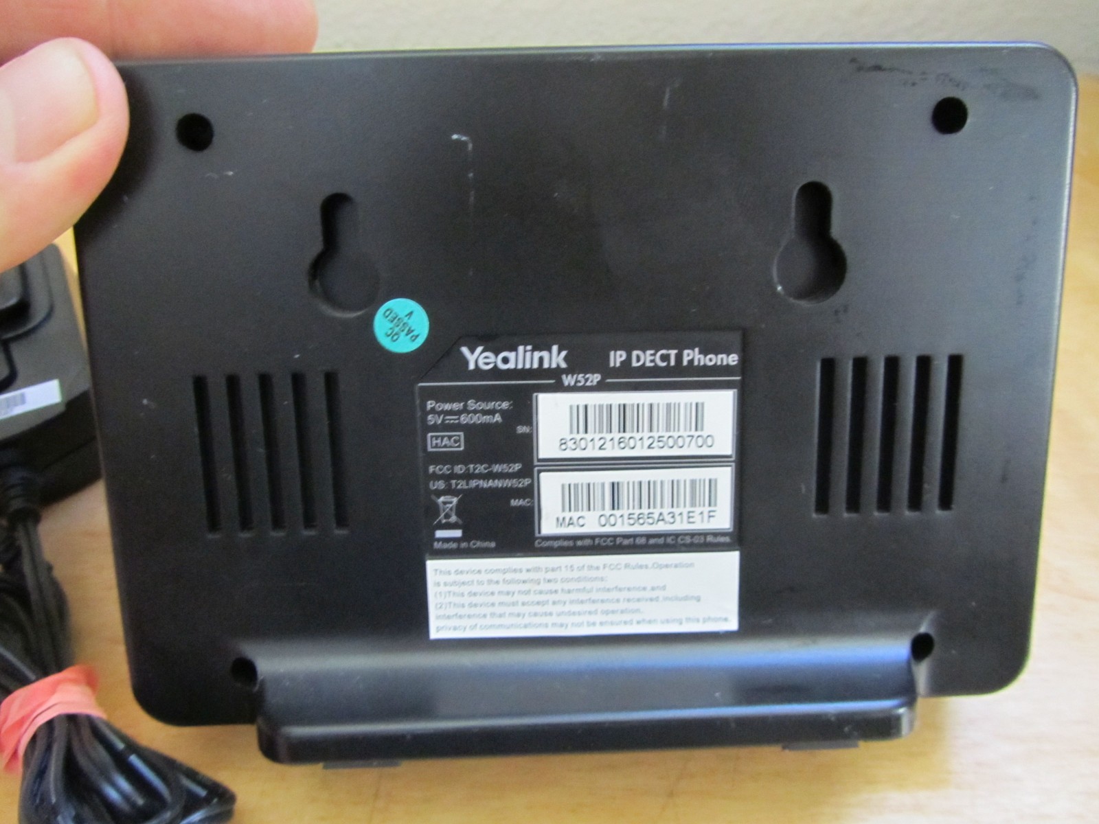 YEALINK W52 W52P DECT IP PHONE BASE STATION ONLY FOR UP TO 5 HANDSET WORKS W56H