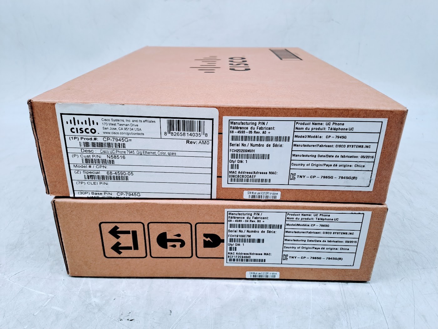 Lot of 2 Cisco CP-7945G Multi-Line Color Gig IP Phone
