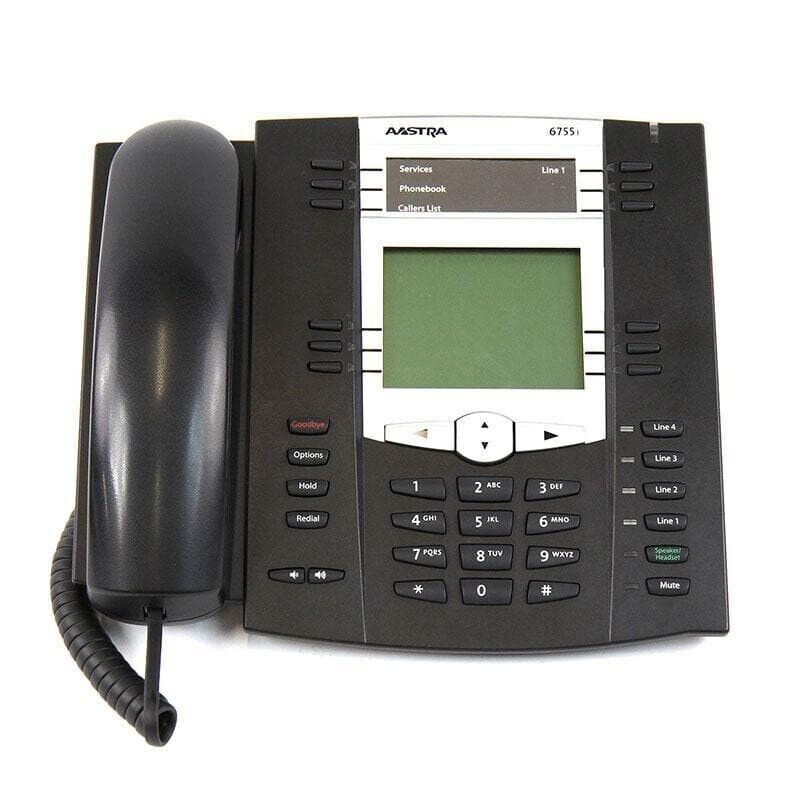 Aastra 6755i 4-line VoIP Phone with 144×75 pixels graphical LCD display