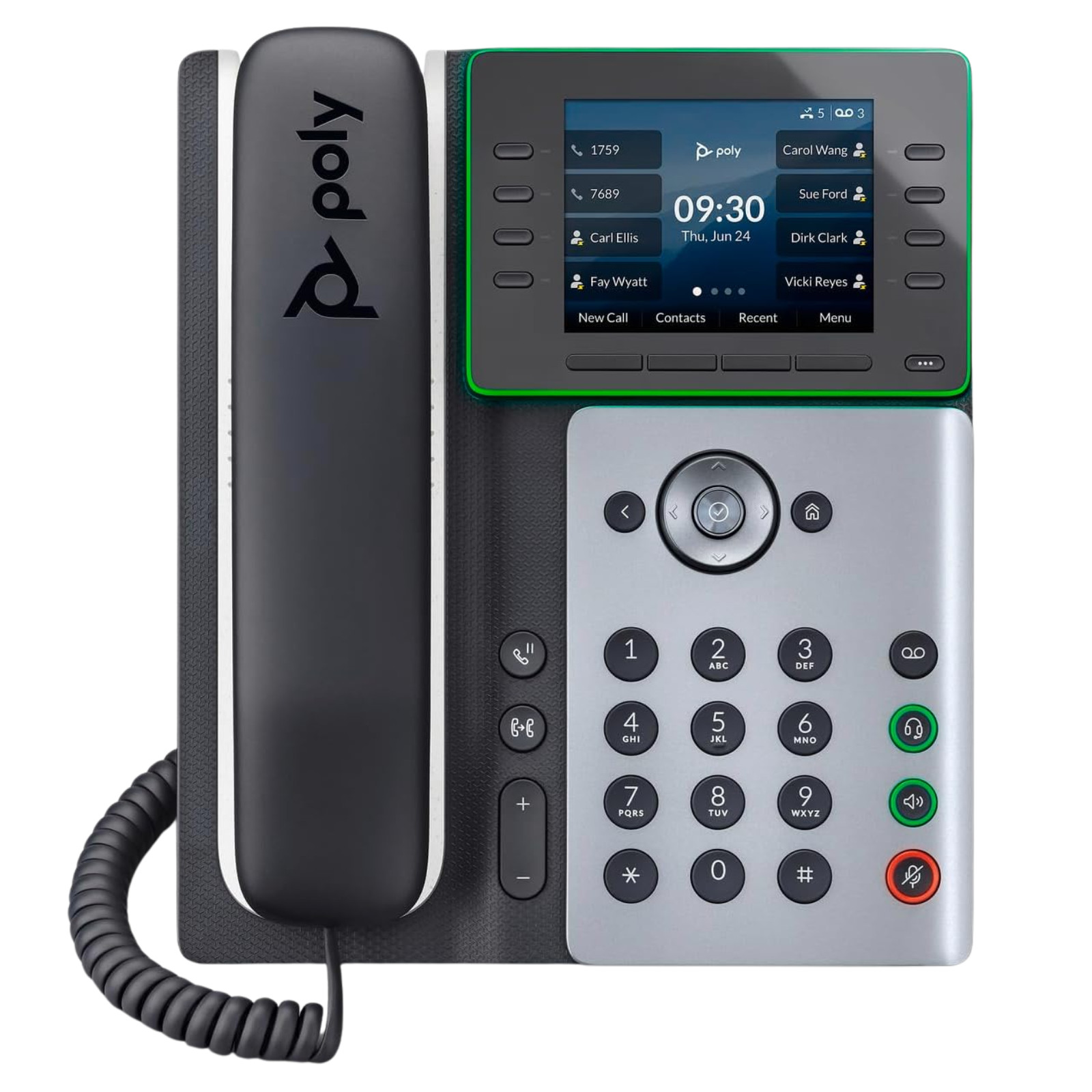 HP Poly Edge E350 IP Phone – 8-Line Keys, Wi-Fi 5, Bluetooth 5.0, NFC, PoE – NEW