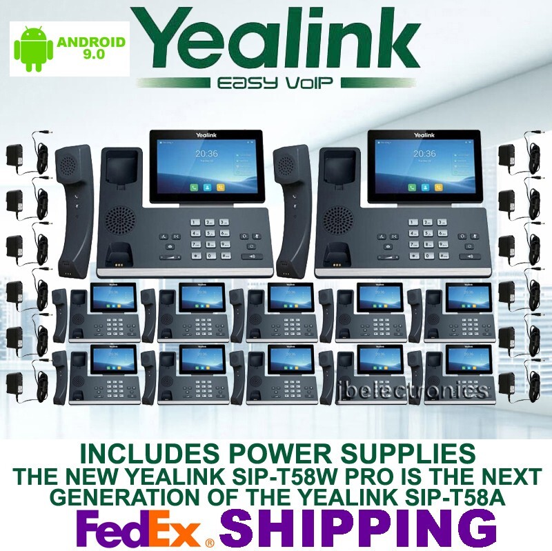 YEALINK SIP-T58W PRO IP PHONE WIFI BLUETOOTH ANDROID-12 PHONES-12 POWER SUPPLIES