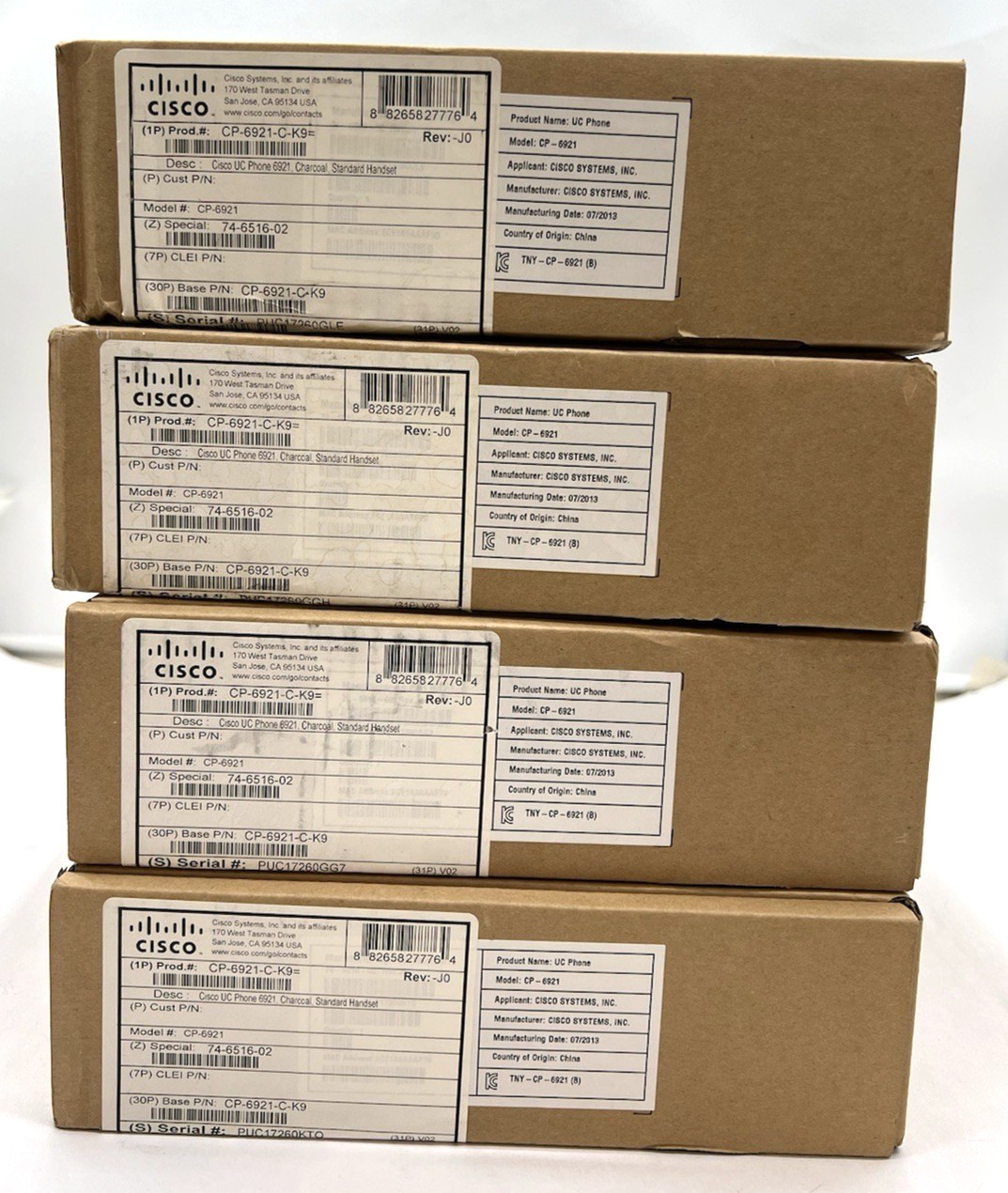 Lot of (4) Cisco UC Phone 6921 IP VOIP Phone CP-6921-C-K9 Charcoal NEW