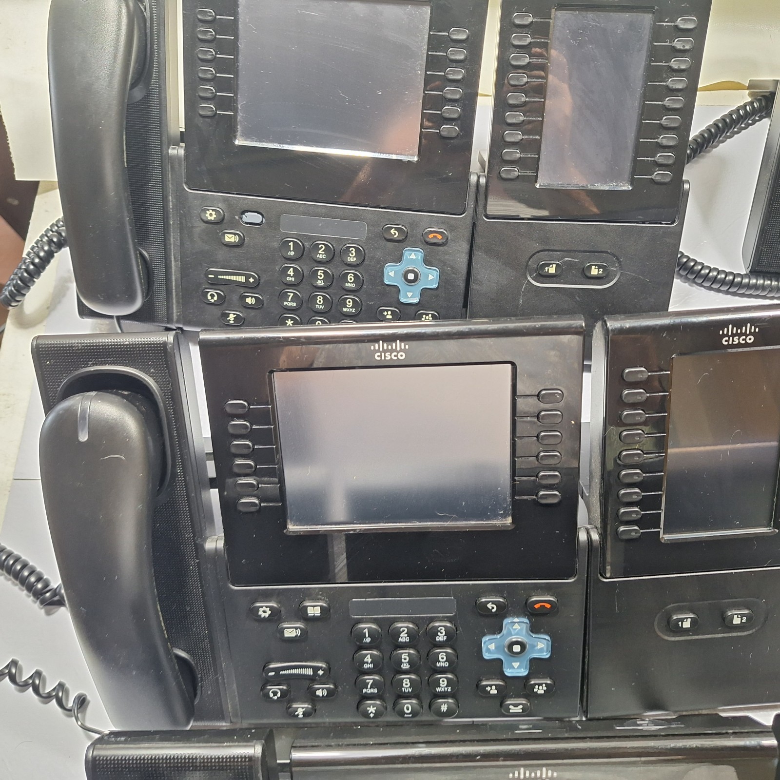 Lot (5) Cisco CP-9971-K9 VoIP IP Phone w Stand, Camera/ Handset – No power cord