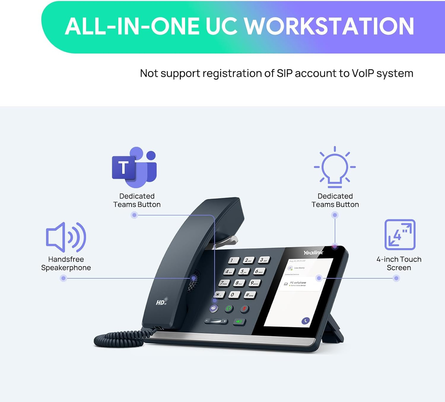 MP45 Microsoft Teams Certified USB Desk Phone,Cost-Effective Alternative to MP50