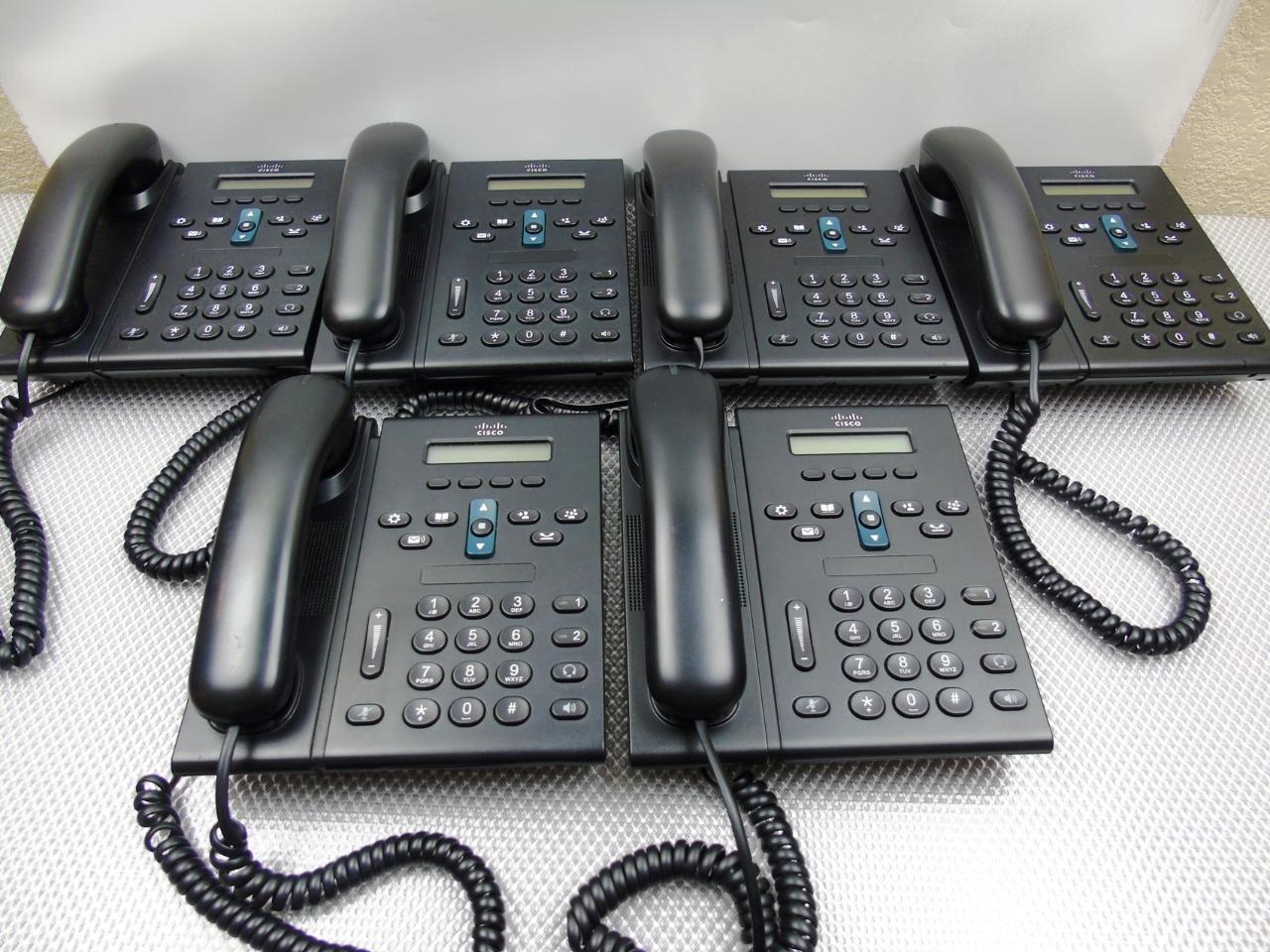 Lot of 6 – Cisco IP Phone CP-6921 CP-6921-C-K9 VOIP IP Phone w/ Handsets Black