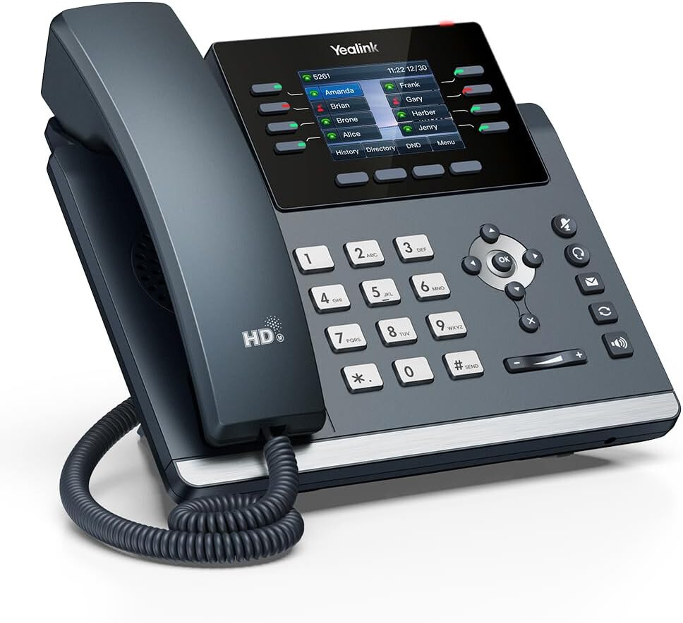 Yealink SIP-T44W – Power Adapter Included -12 VoIP Accounts. 2.8-Inch Color Disp