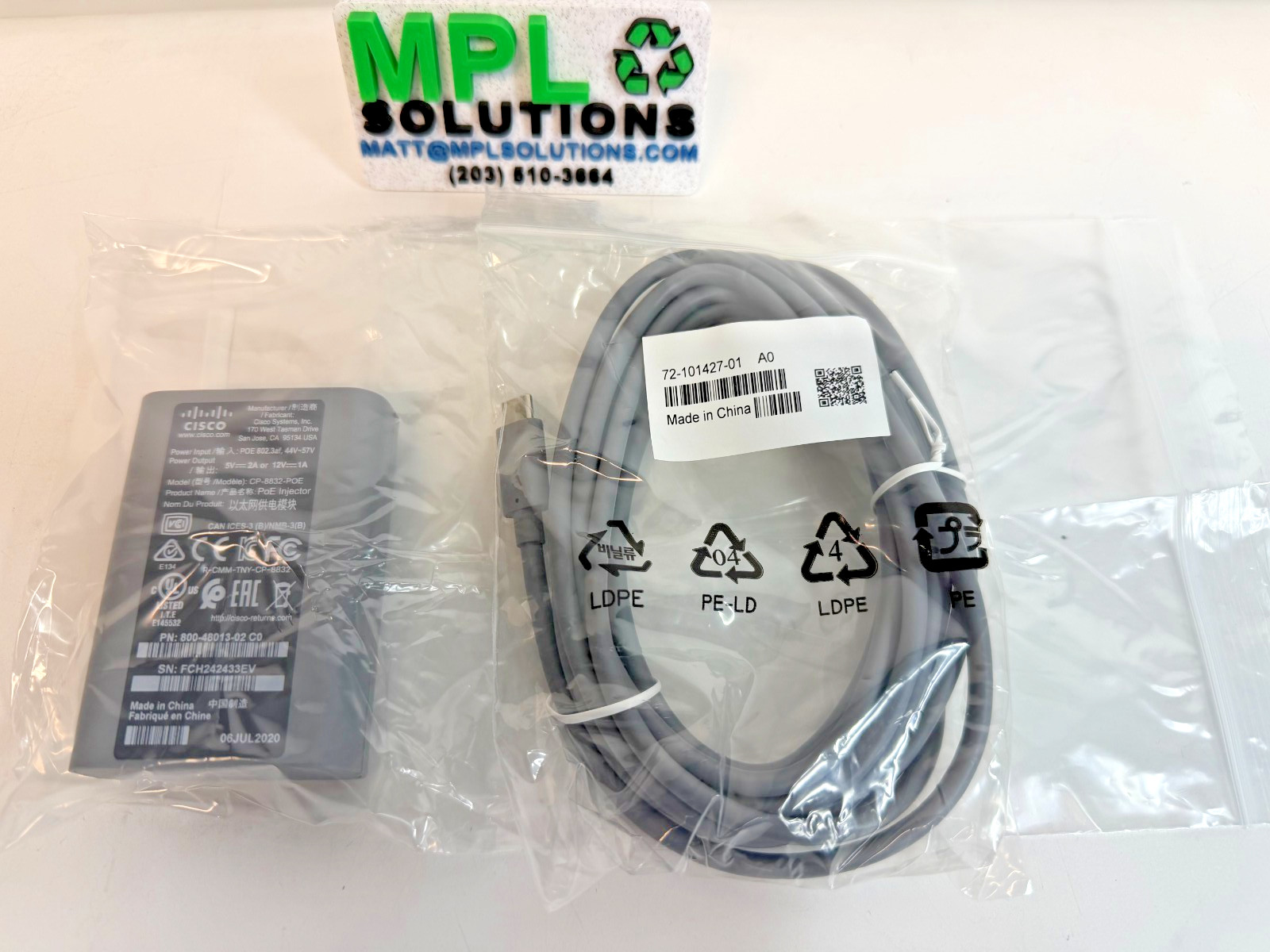 Cisco CP-8832-POE PoE Injector IP Conference Phone+USB-C Cable 800-48013-02 NEW!
