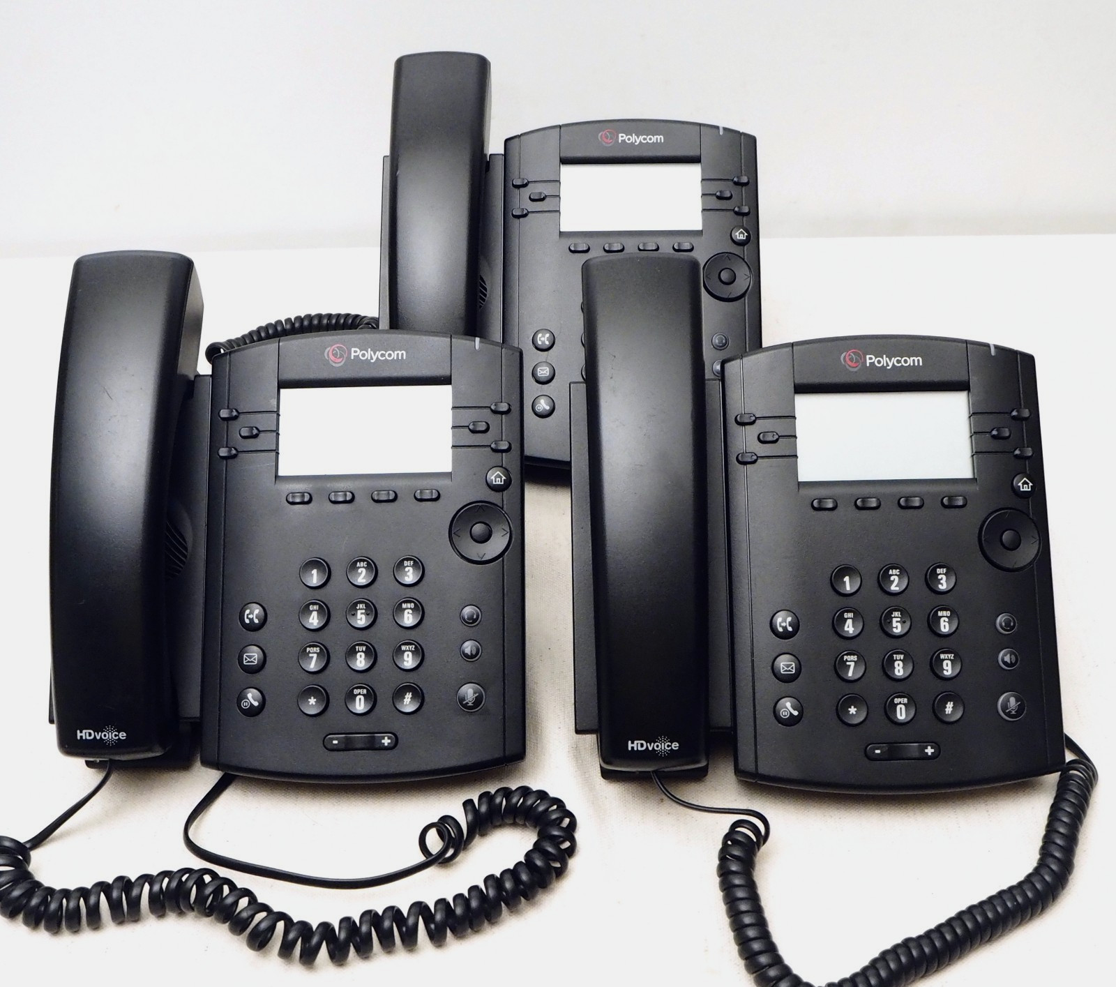 Lot of 3 Polycom VVX310 VoIP 6 Line Business Media Phones w/ Stands No Adapters