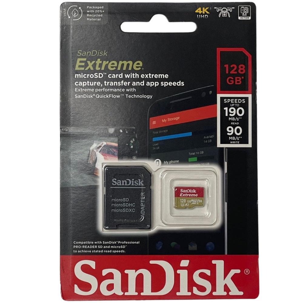 SanDisk 128GB Extreme microSDXC UHS-I Memory Card with Adapter – Up to 190MB/s