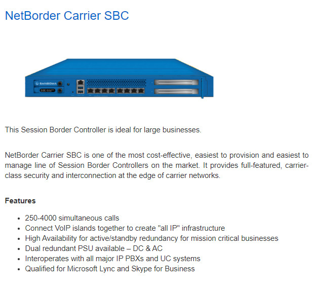 Sangoma NetBorder Carrier SBC with 2x 240GB SSD